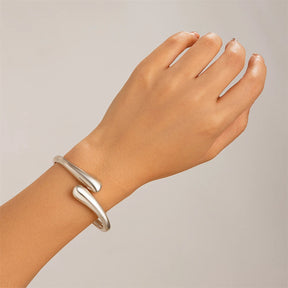 Brazalete Chunky de Metal Dorado y Plateado